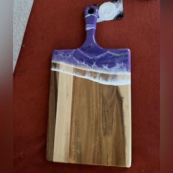 NWT Lynn & Liana Designs Resin Accented Cheese Board ocean vibes - Picture 1 of 7